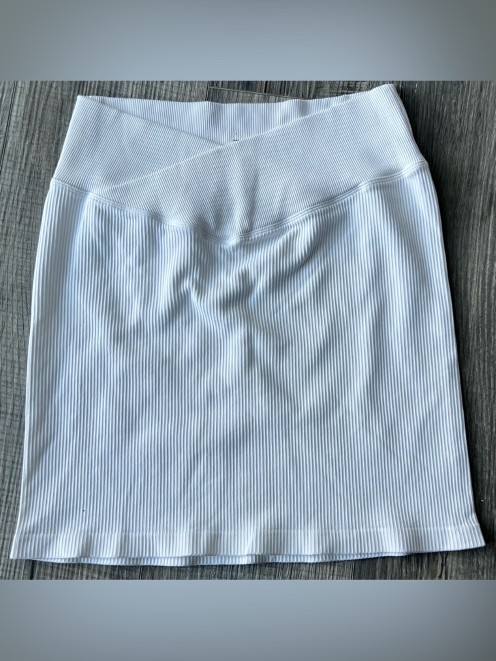 OQQ Ribbed Pencil Skirt with Crossover Waist